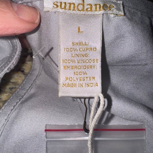 NWT Sundance Women  Floral Applique Embroidery Sheer Gray Dress L Party Holiday - Picture 6 of 11